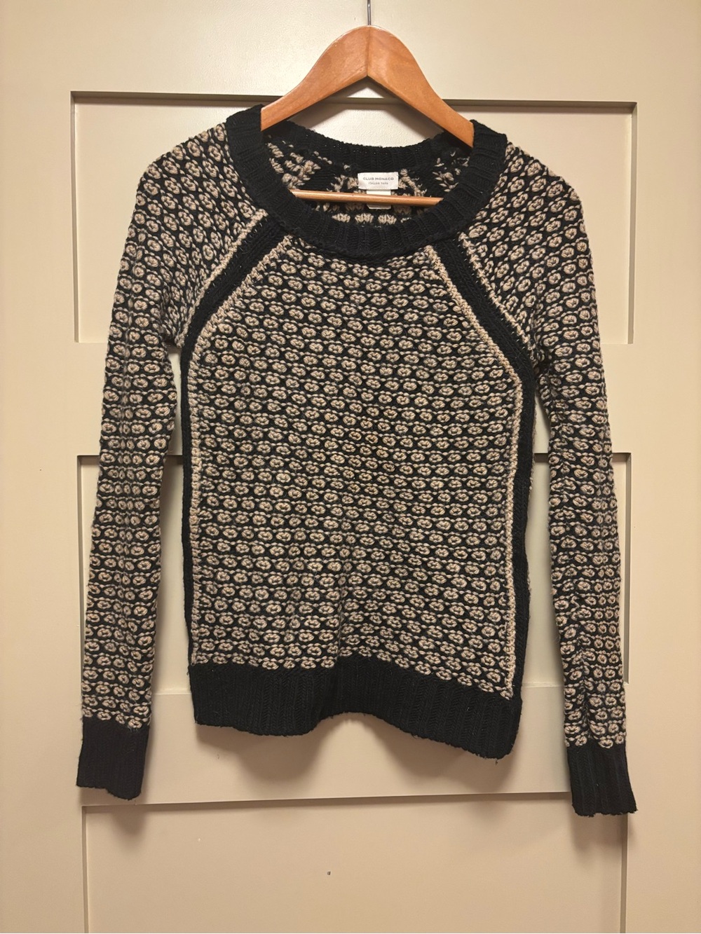 CLUB MONACO Wool Alpaca Blend Crew Scoop Raglan Long Sleeve Knit Sweater